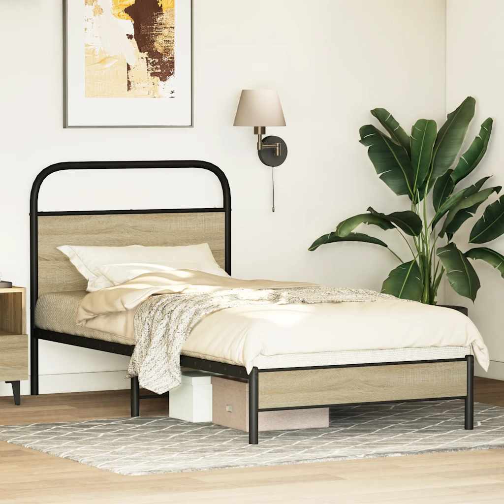 Cadre de lit sans matelas 80x200cm chêne sonoma bois ingénierie - XIOS