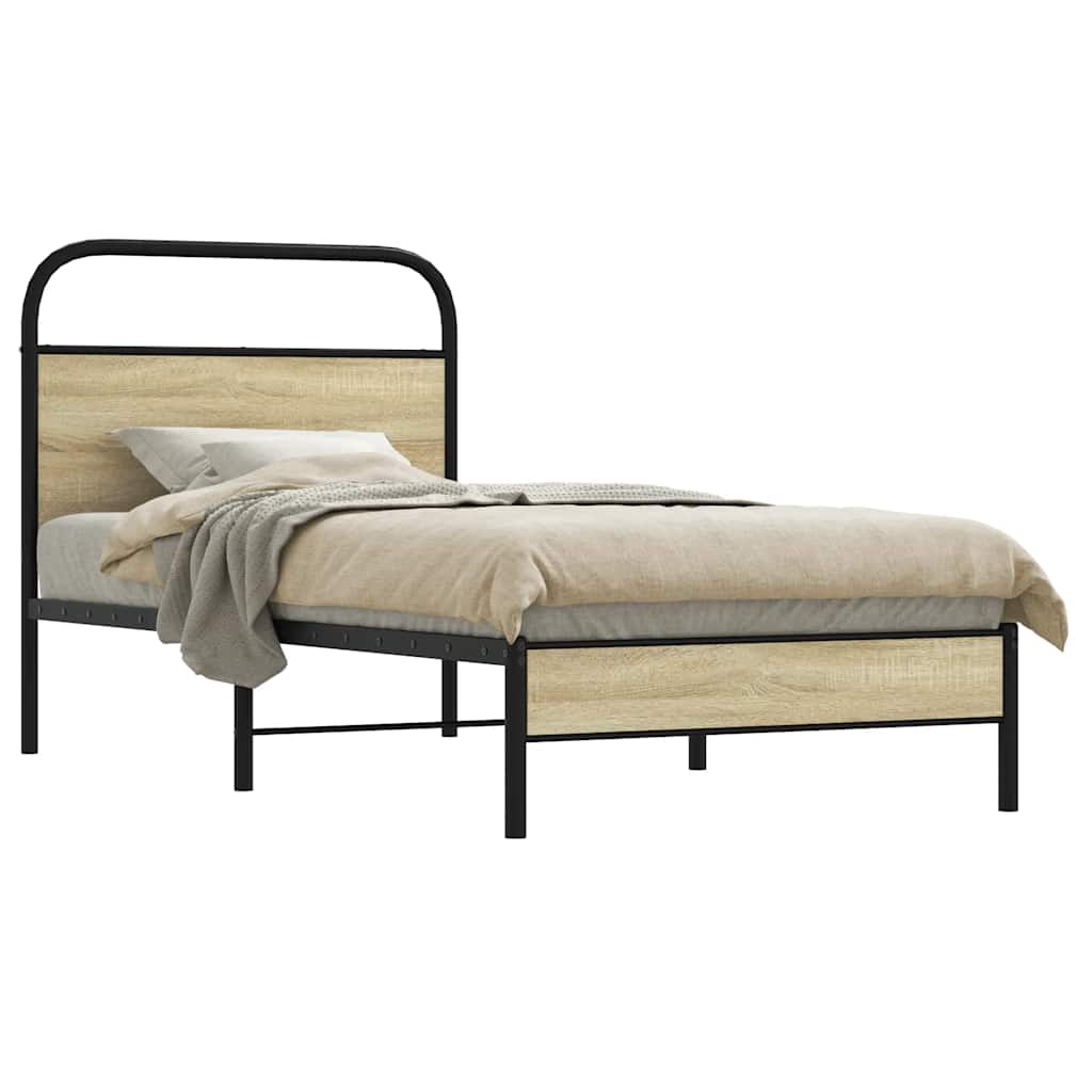 Cadre de lit sans matelas 80x200cm chêne sonoma bois ingénierie - XIOS