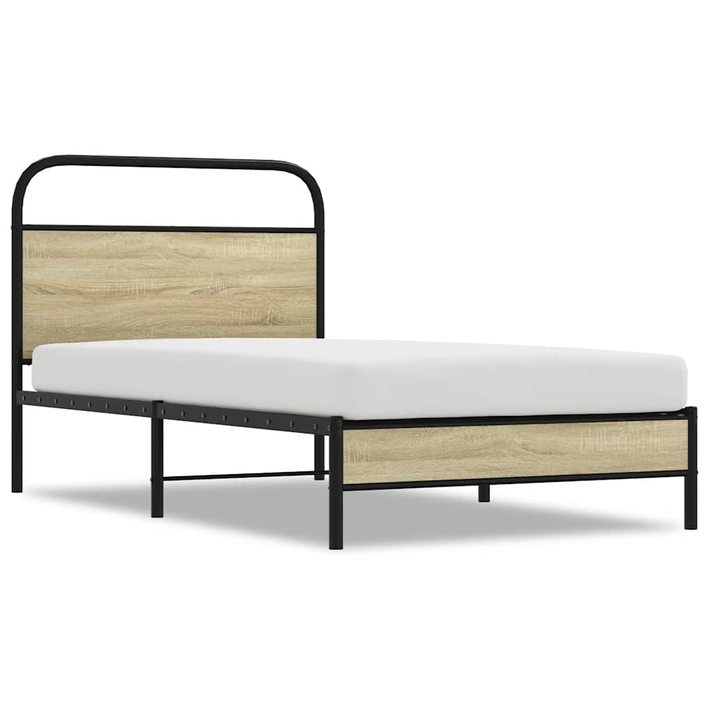Cadre de lit sans matelas 90x200cm chêne sonoma bois ingénierie - XIOS