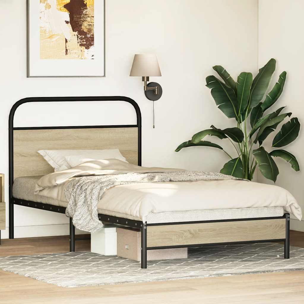 Cadre de lit sans matelas 90x200cm chêne sonoma bois ingénierie - XIOS