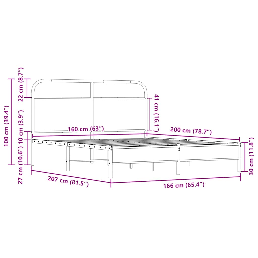 Cadre de lit sans matelas 160x200 cm chêne sonoma - XIOS