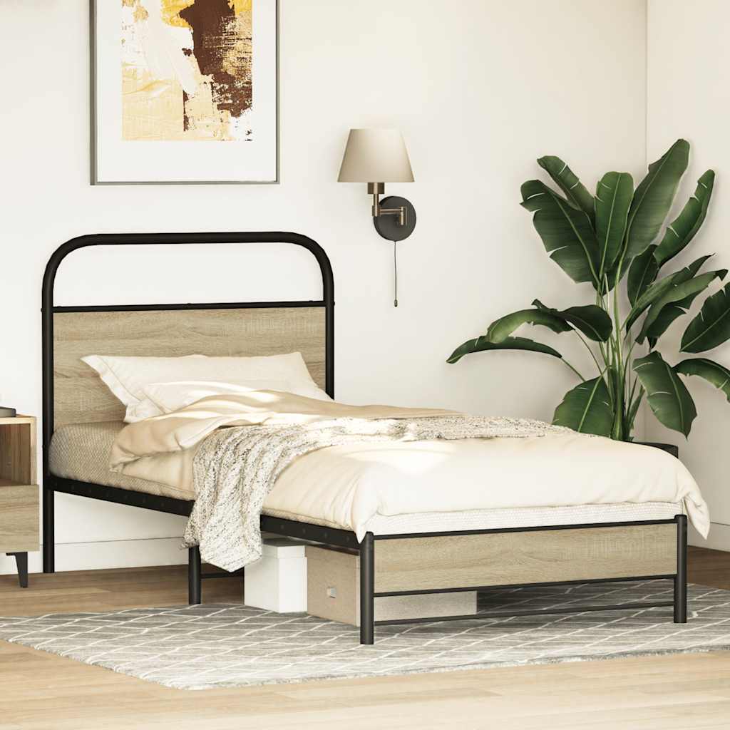 Cadre de lit sans matelas 80x200cm chêne sonoma bois ingénierie - XIOS