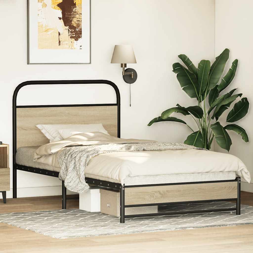 Cadre de lit sans matelas 90x190cm chêne sonoma bois ingénierie - XIOS