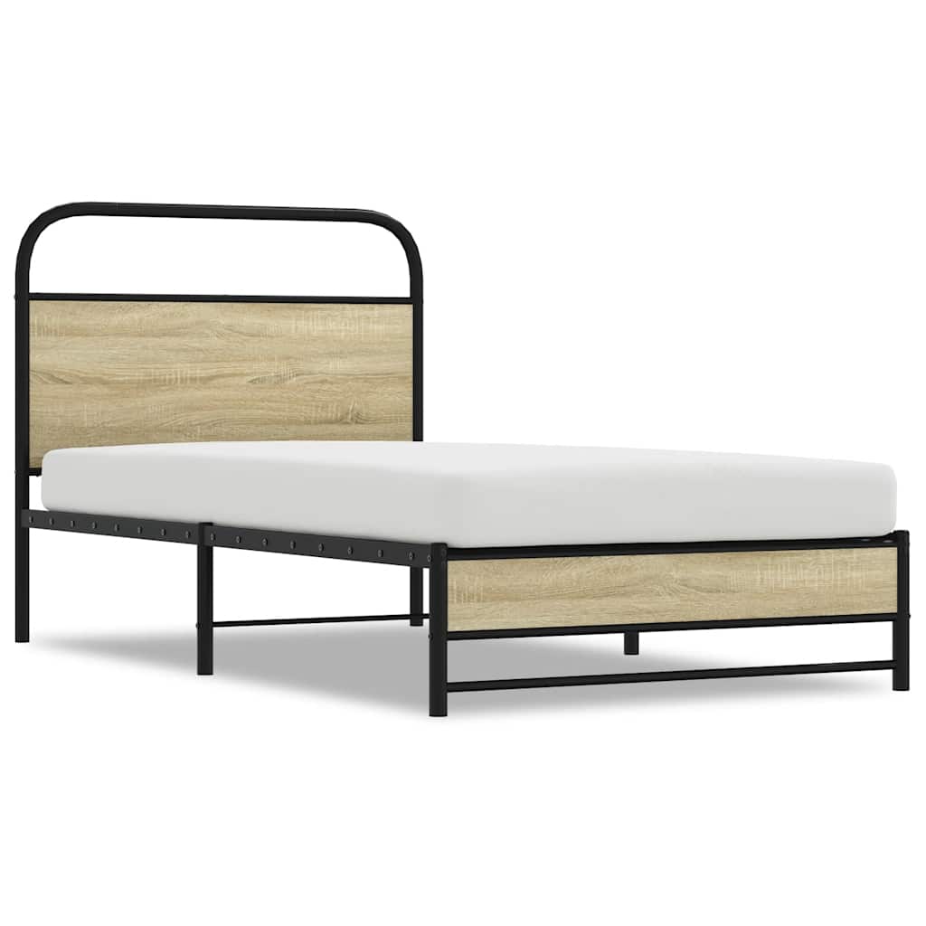 Cadre de lit sans matelas 90x200cm chêne sonoma bois ingénierie - XIOS