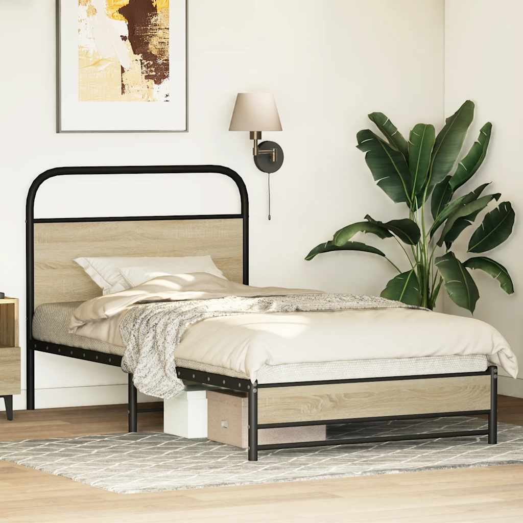 Cadre de lit sans matelas 90x200cm chêne sonoma bois ingénierie - XIOS