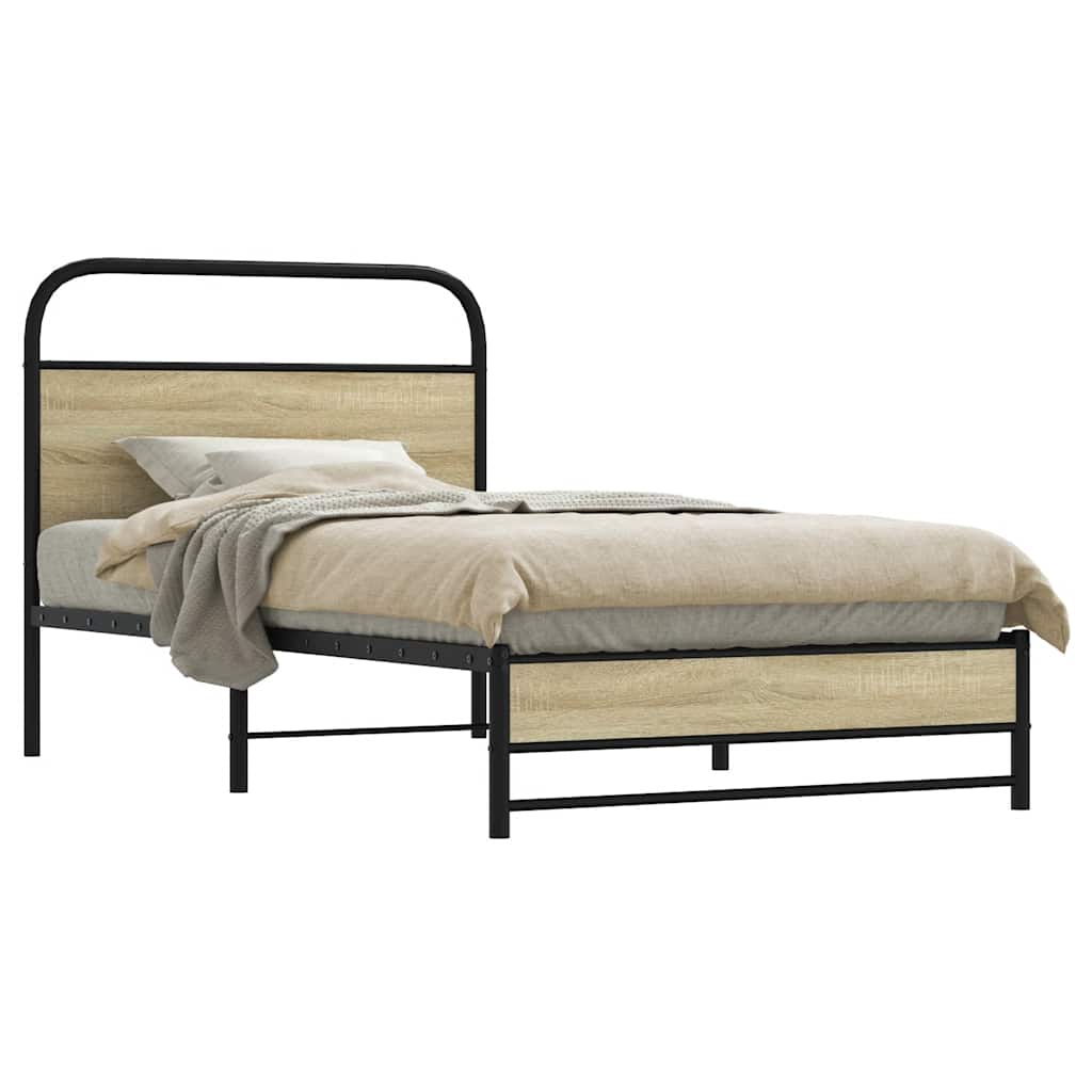 Cadre de lit sans matelas 90x200cm chêne sonoma bois ingénierie - XIOS