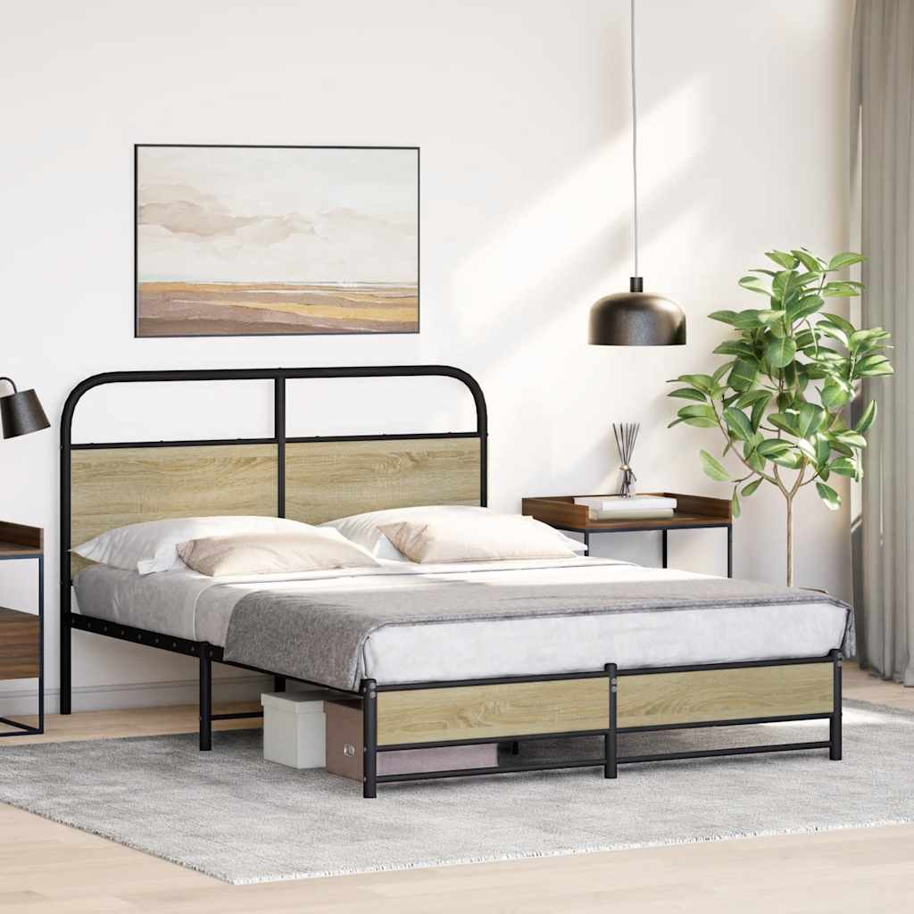 Cadre de lit sans matelas 135x190 cm chêne sonoma - XIOS