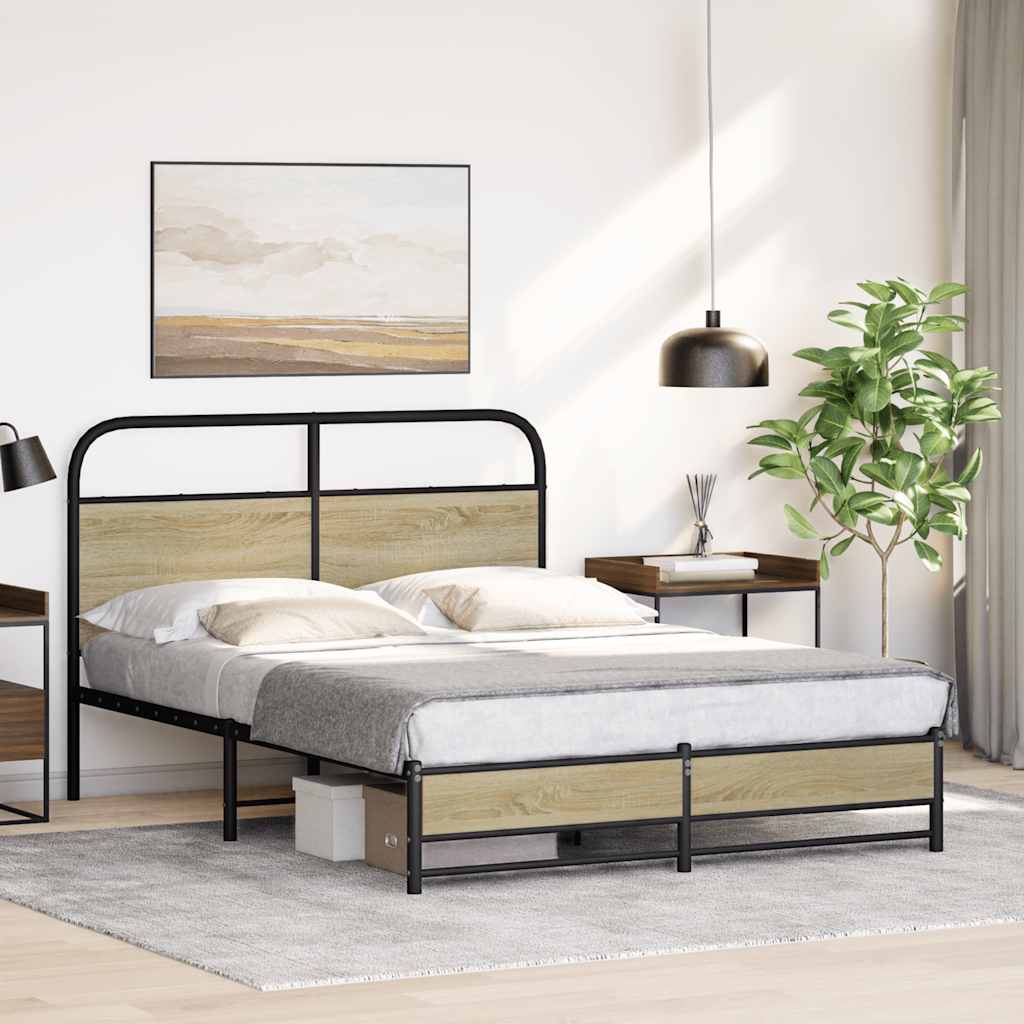 Cadre de lit sans matelas 140x190 cm chêne sonoma - XIOS