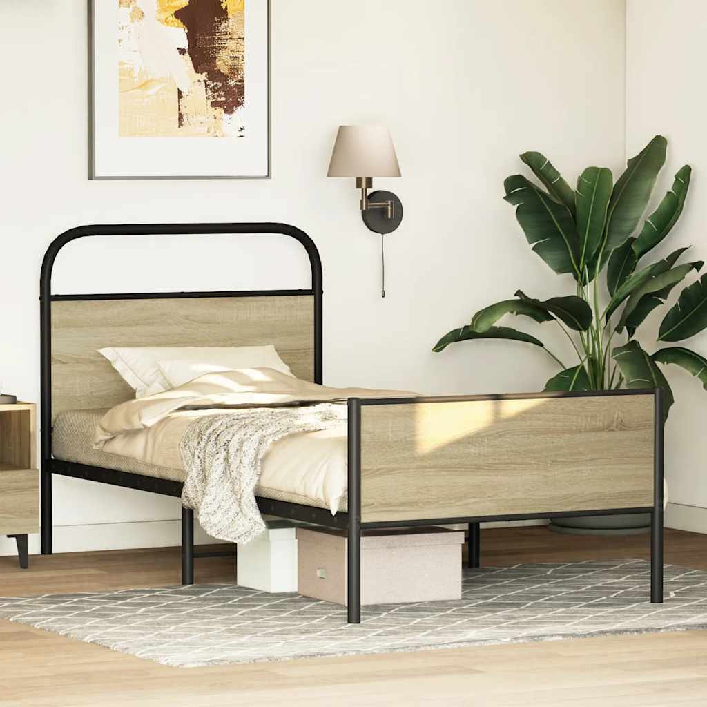 Cadre de lit sans matelas 75x190cm chêne sonoma bois ingénierie - XIOS