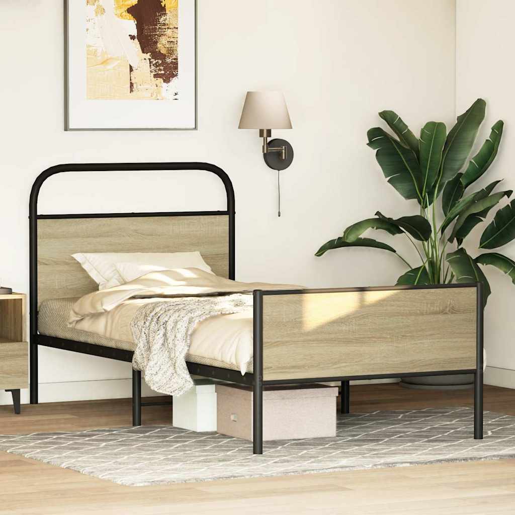Cadre de lit sans matelas 80x200cm chêne sonoma bois ingénierie - XIOS