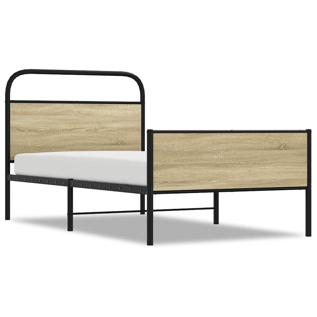 Cadre de lit sans matelas 90x200cm chêne sonoma bois ingénierie - XIOS