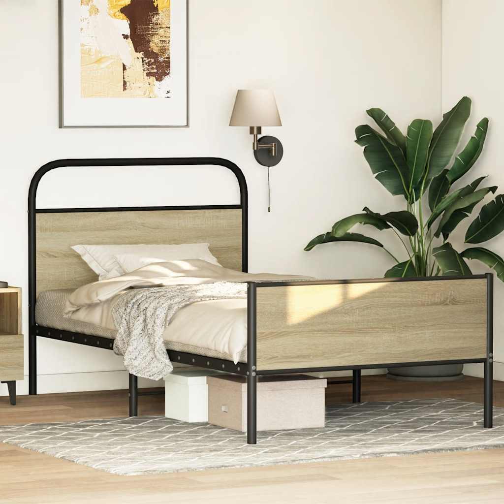 Cadre de lit sans matelas 90x200cm chêne sonoma bois ingénierie - XIOS