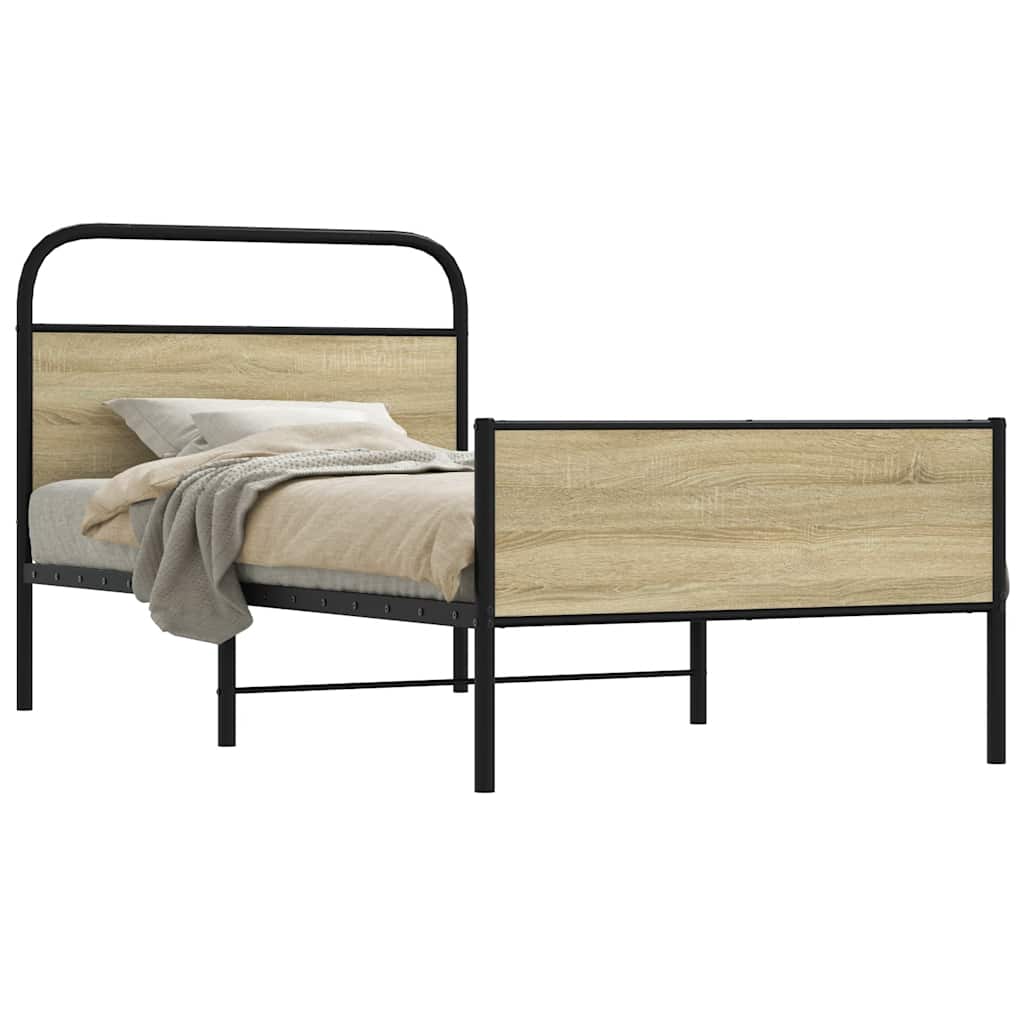 Cadre de lit sans matelas 90x200cm chêne sonoma bois ingénierie - XIOS