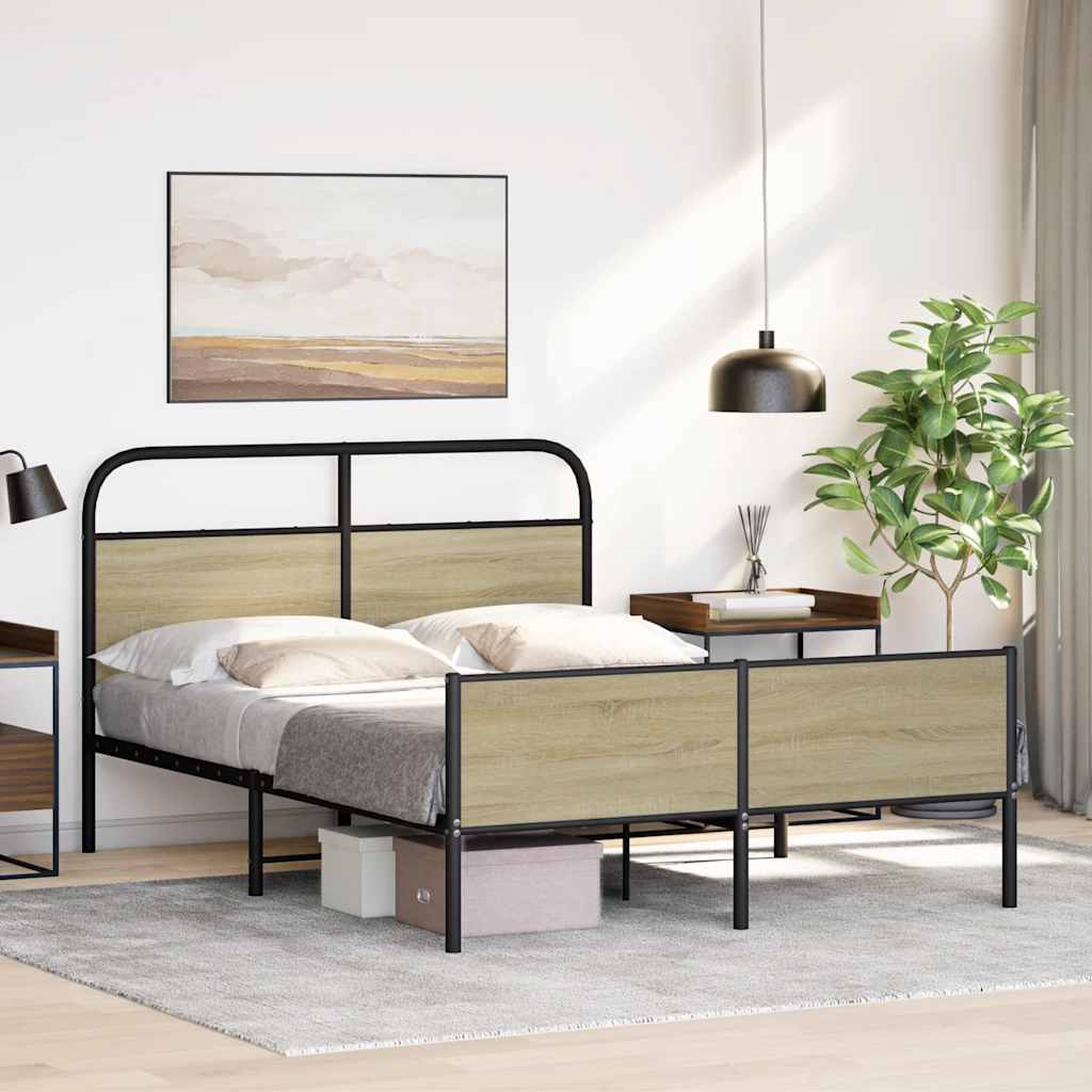 Cadre de lit sans matelas 140x190 cm chêne sonoma Lits & cadres de lit vidaXL   