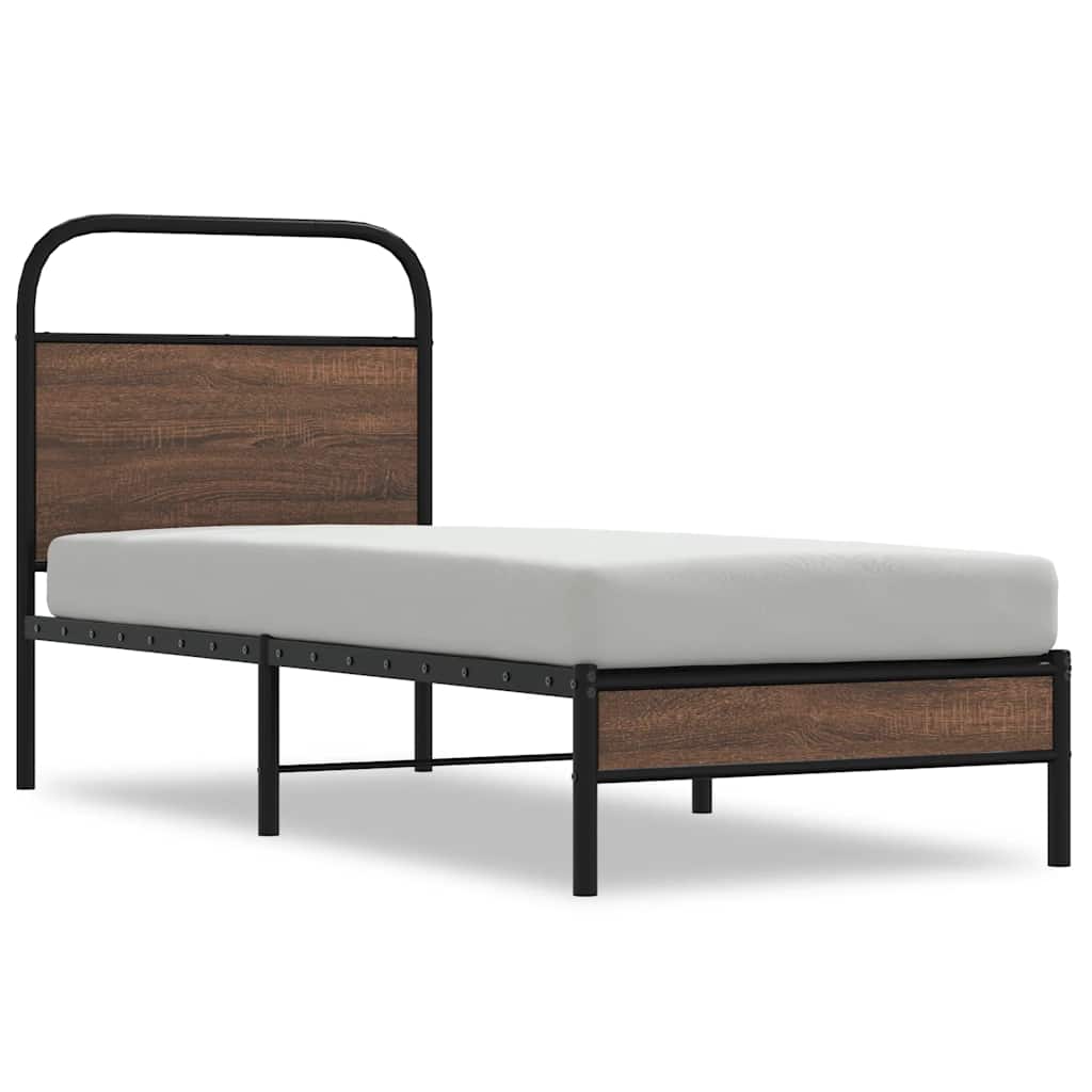 Cadre de lit sans matelas 80x200cm chêne marron bois ingénierie - XIOS