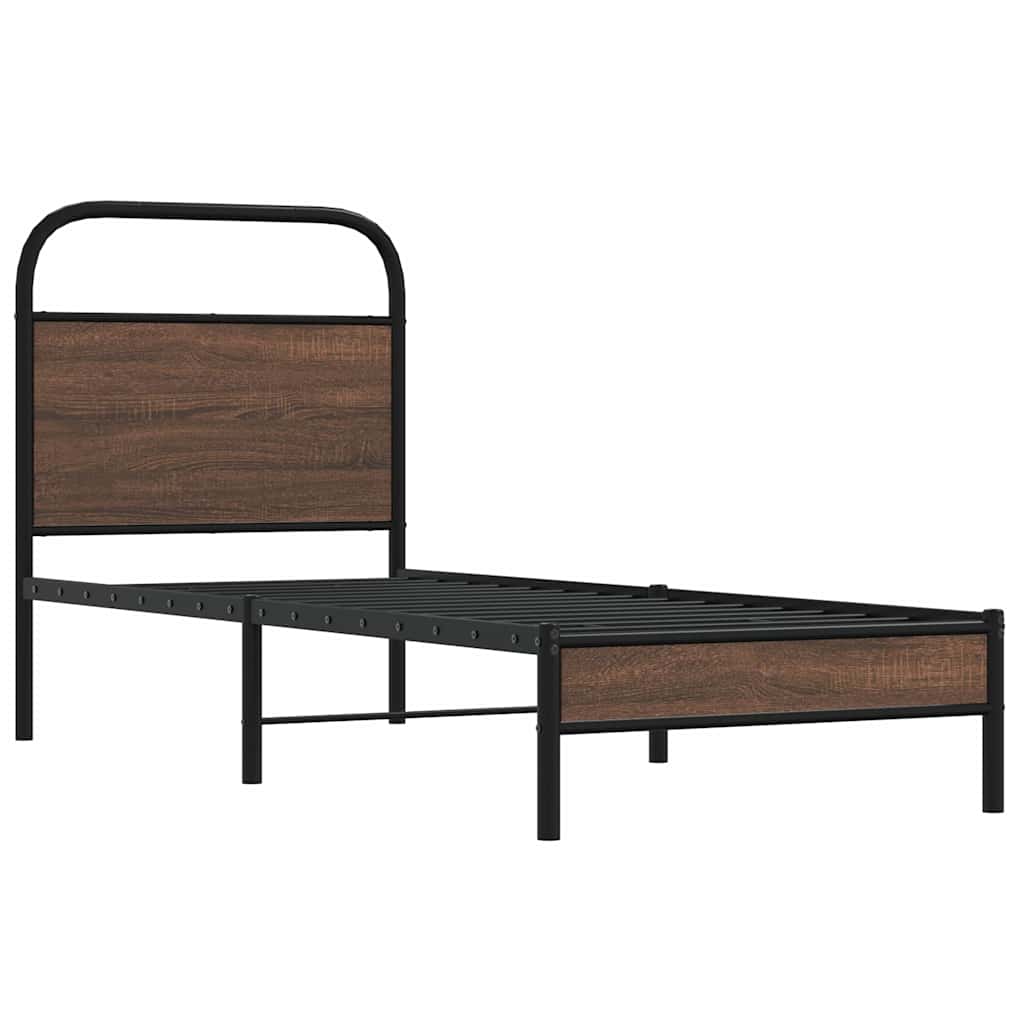 Cadre de lit sans matelas 80x200cm chêne marron bois ingénierie - XIOS