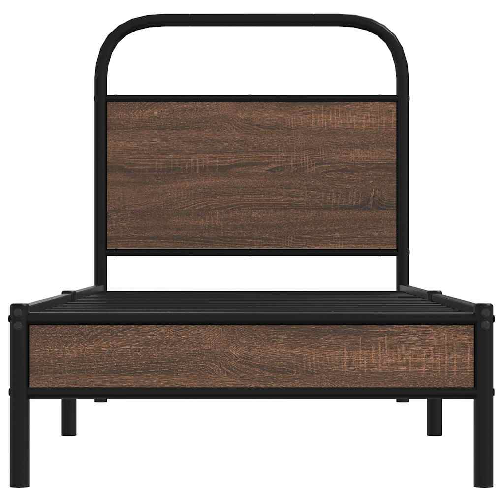 Cadre de lit sans matelas 80x200cm chêne marron bois ingénierie - XIOS