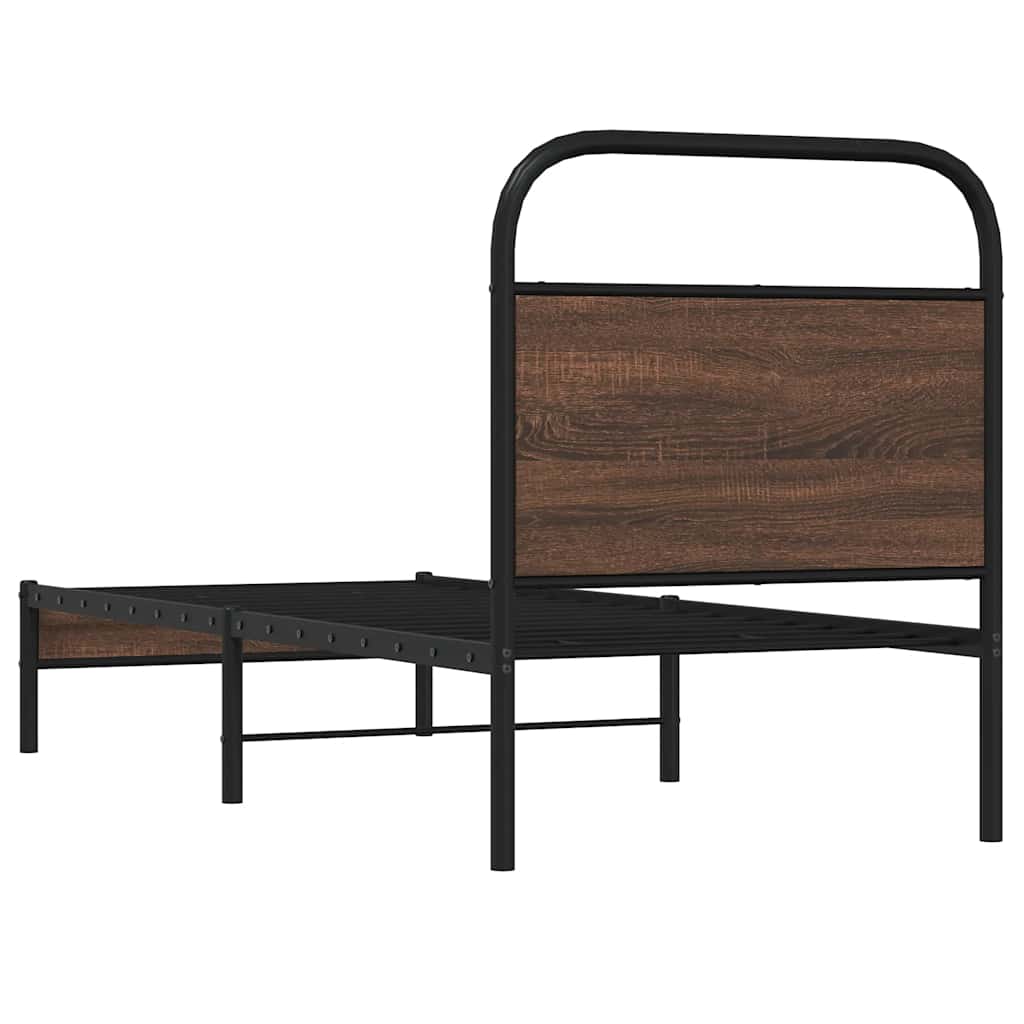 Cadre de lit sans matelas 80x200cm chêne marron bois ingénierie - XIOS
