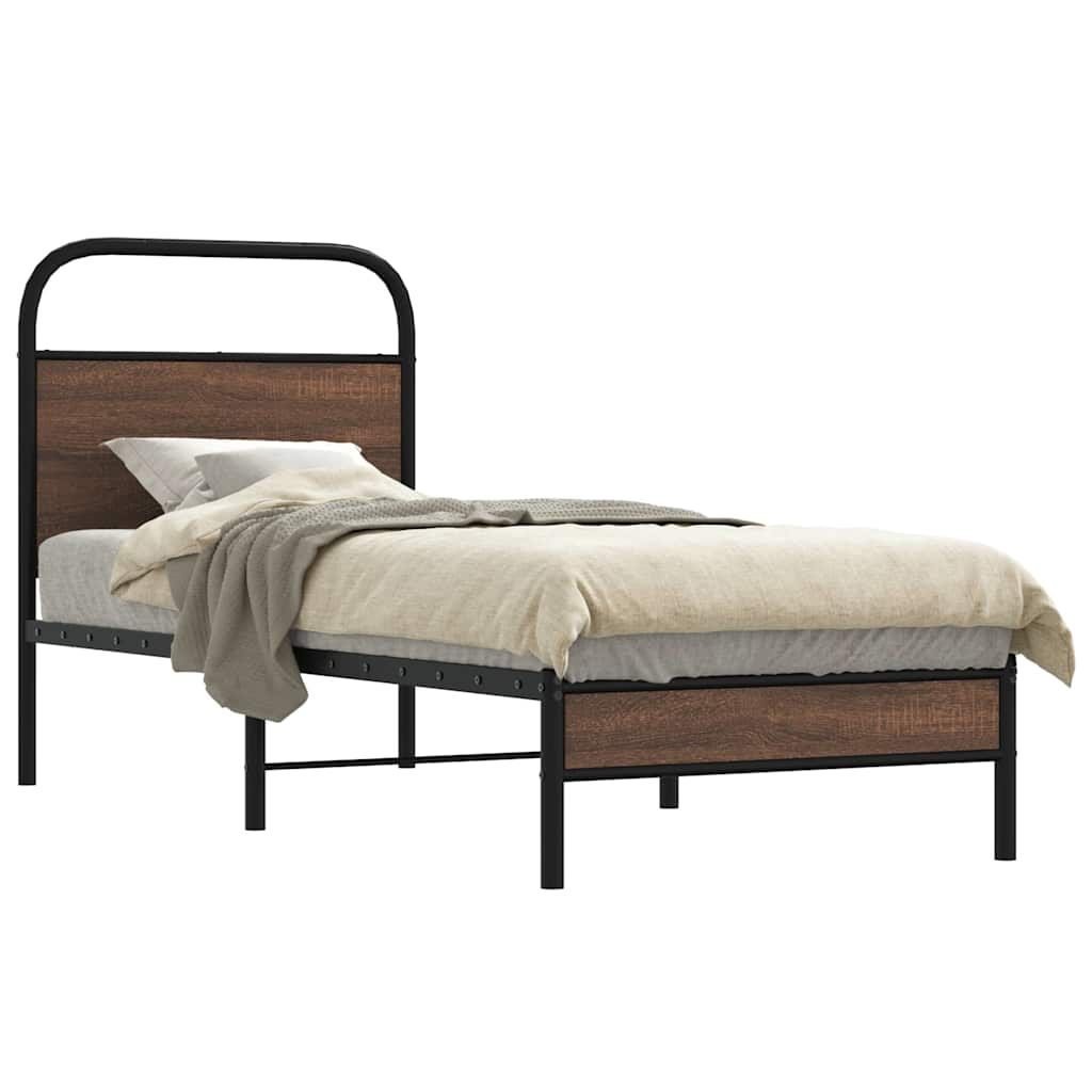 Cadre de lit sans matelas 80x200cm chêne marron bois ingénierie - XIOS