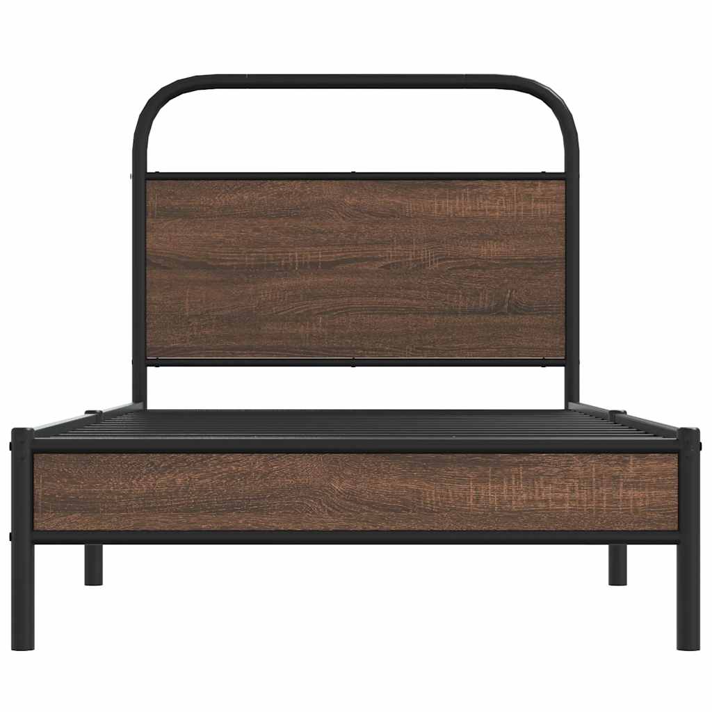 Cadre de lit sans matelas 90x190cm chêne marron bois ingénierie - XIOS