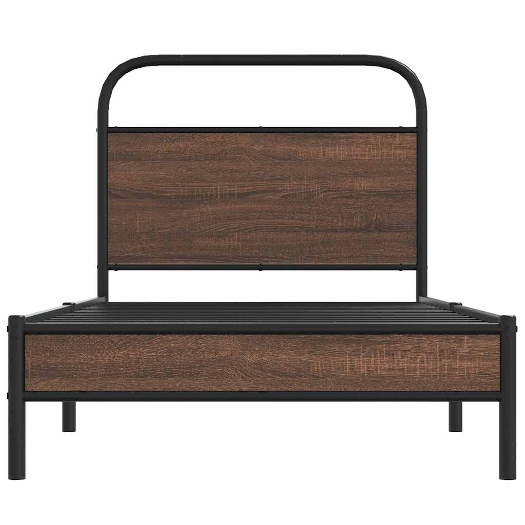 Cadre de lit sans matelas 90x200cm chêne marron bois ingénierie - XIOS