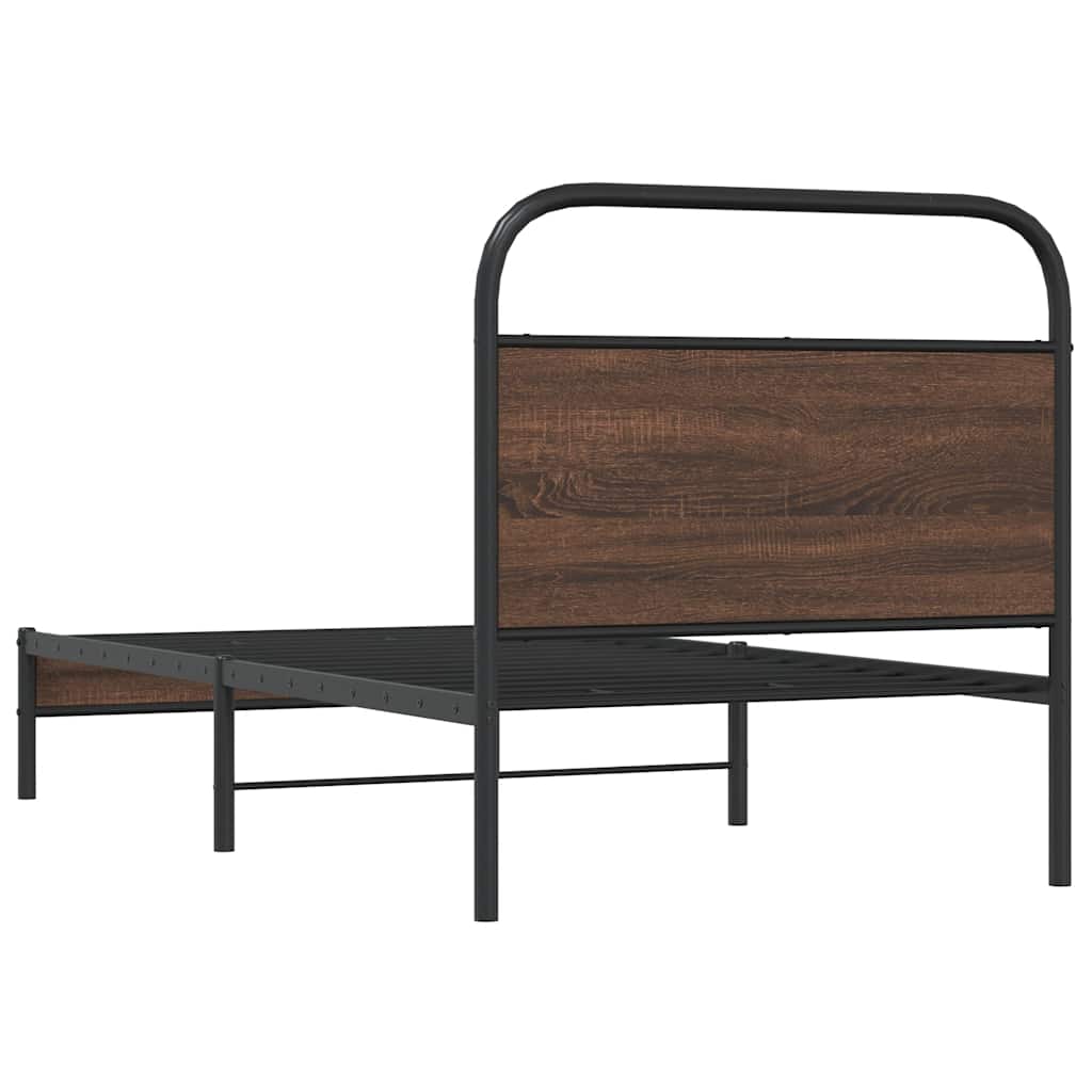 Cadre de lit sans matelas 90x200cm chêne marron bois ingénierie - XIOS