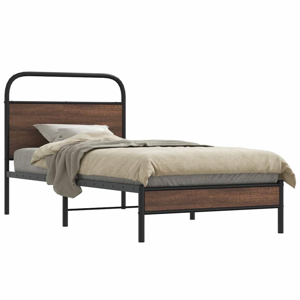 Cadre de lit sans matelas 90x200cm chêne marron bois ingénierie - XIOS