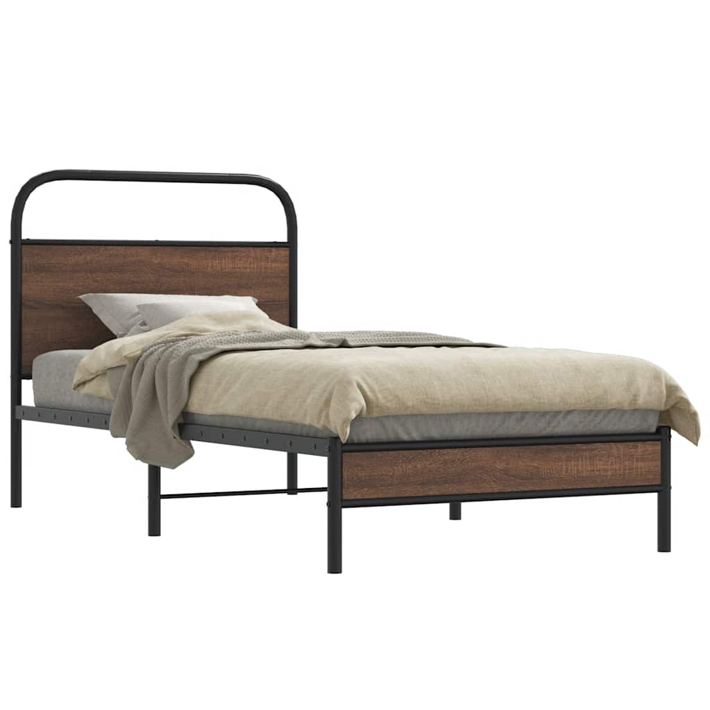Cadre de lit sans matelas 107x203 cm chêne marron - XIOS