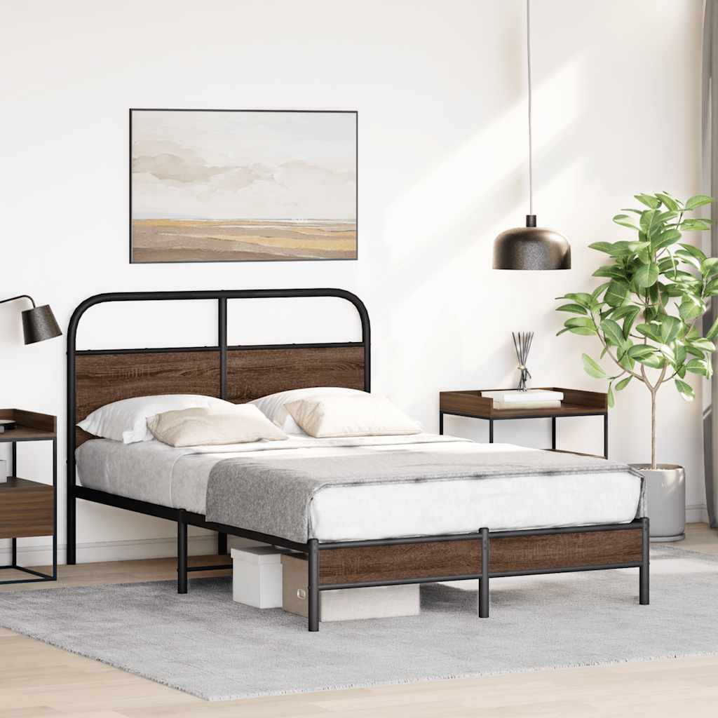 Cadre de lit sans matelas 140x200 cm chêne marron - XIOS