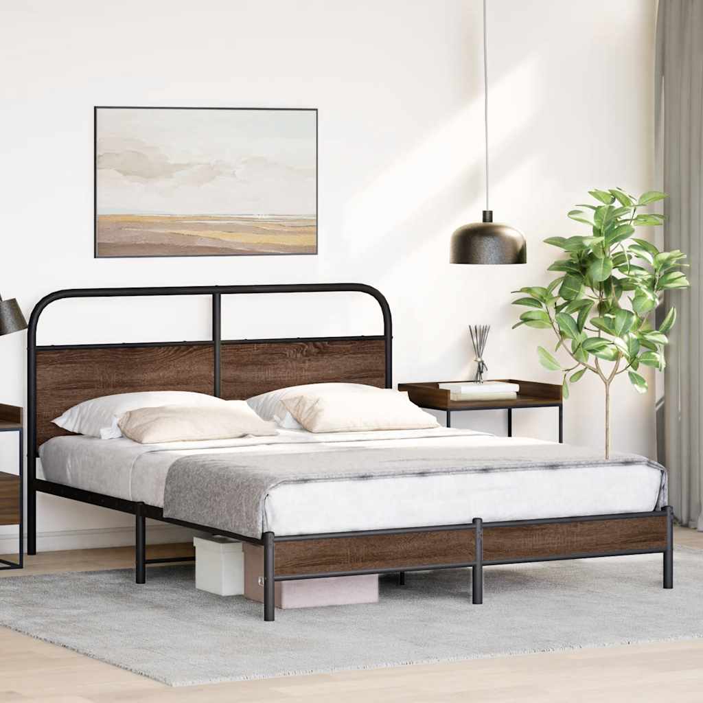 Cadre de lit sans matelas 150x200 cm chêne marron - XIOS