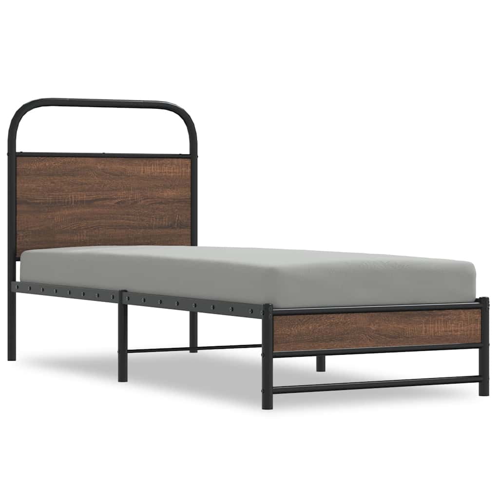 Cadre de lit sans matelas 80x200cm chêne marron bois ingénierie - XIOS