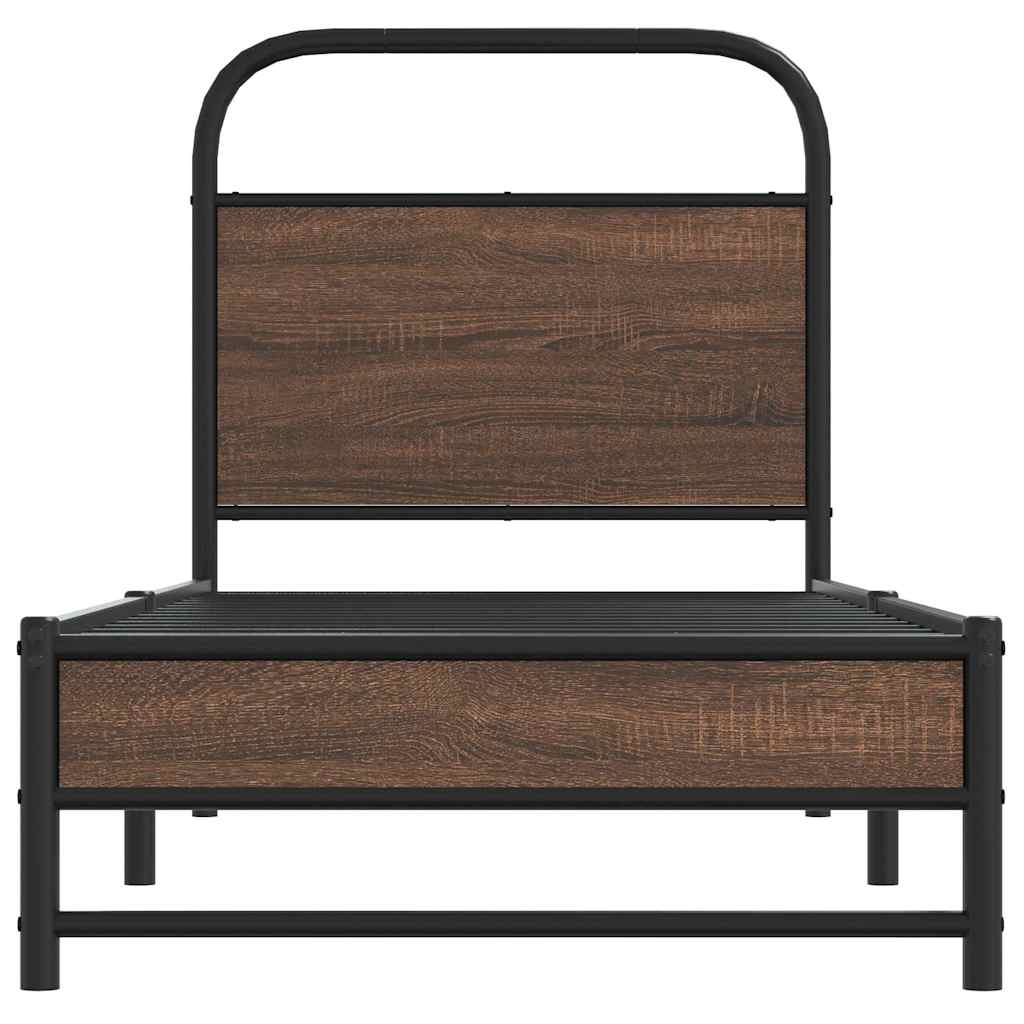 Cadre de lit sans matelas 80x200cm chêne marron bois ingénierie - XIOS