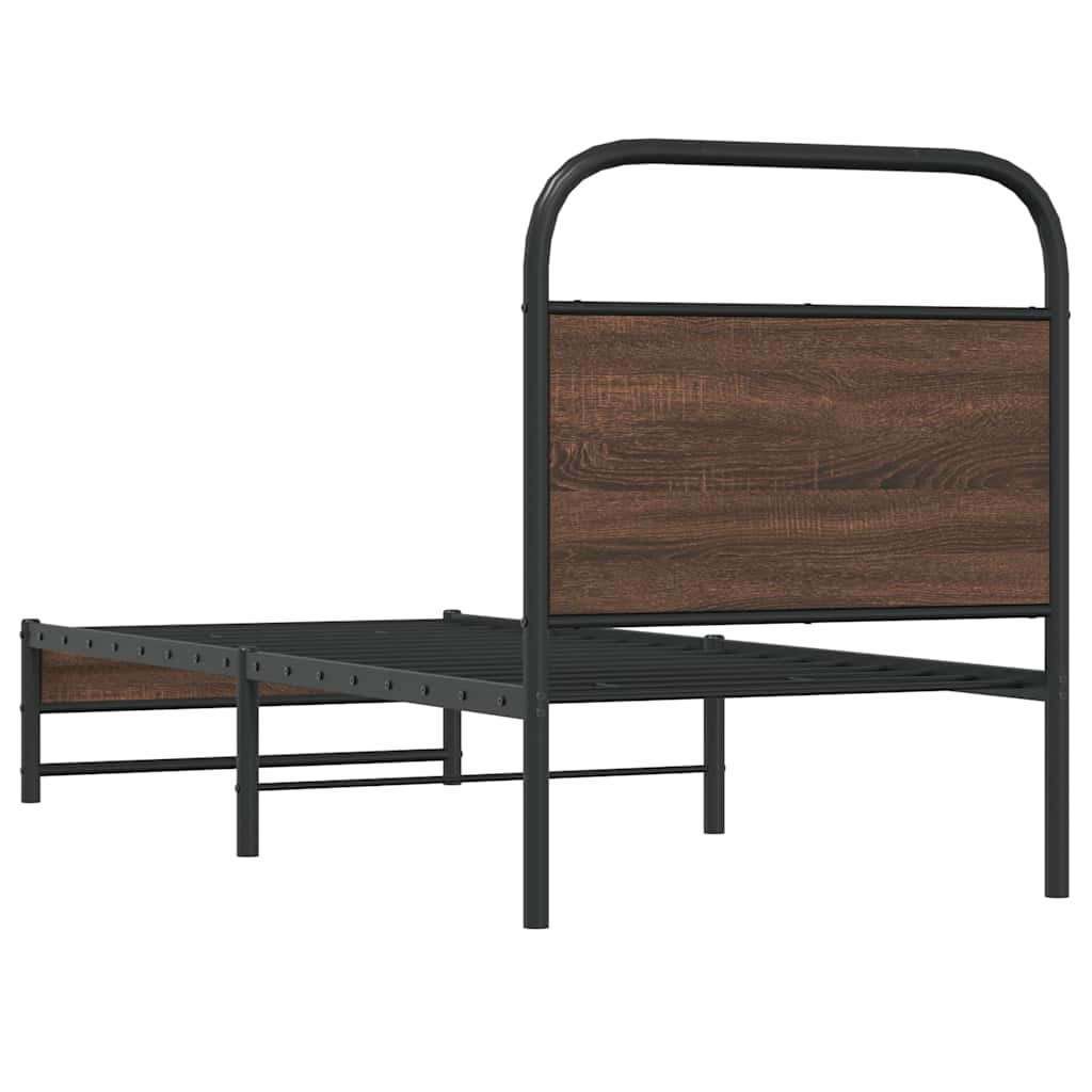 Cadre de lit sans matelas 80x200cm chêne marron bois ingénierie - XIOS