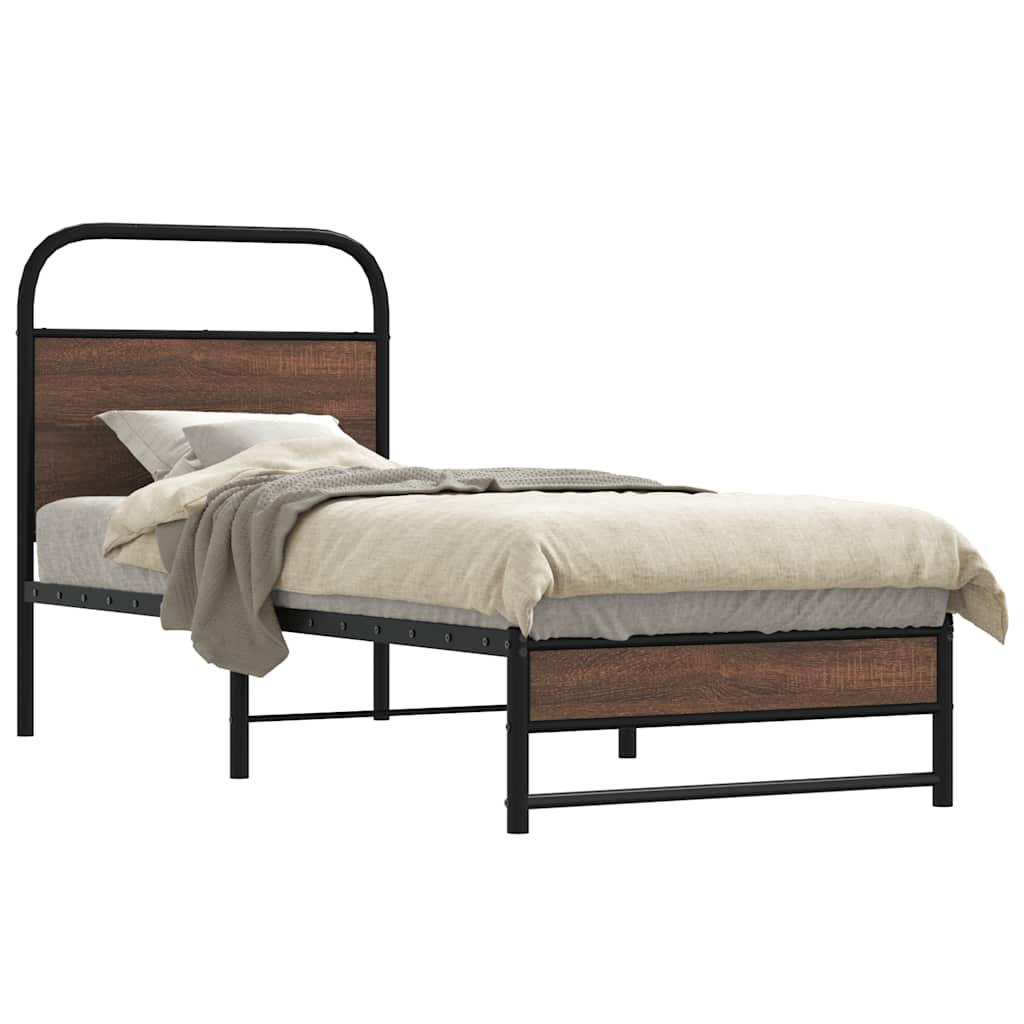 Cadre de lit sans matelas 80x200cm chêne marron bois ingénierie - XIOS