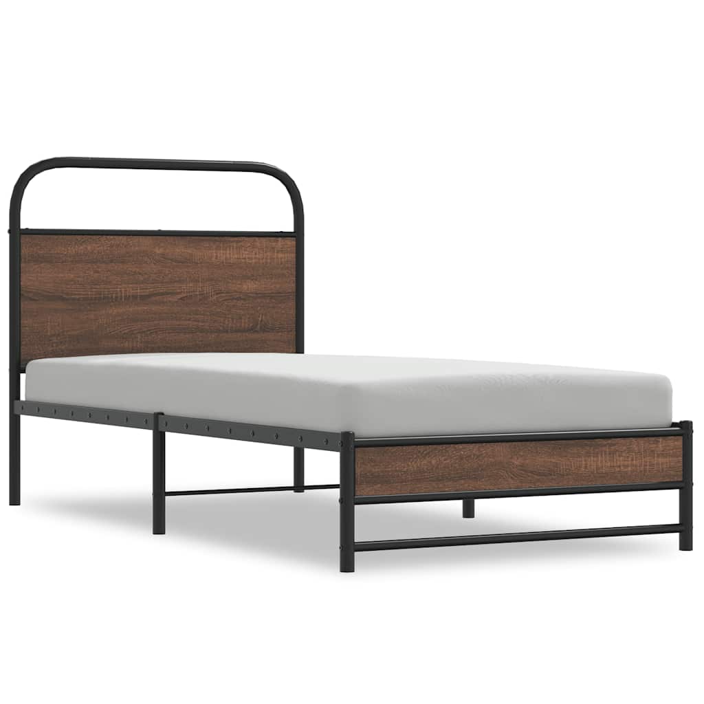 Cadre de lit sans matelas 90x190cm chêne marron bois ingénierie - XIOS