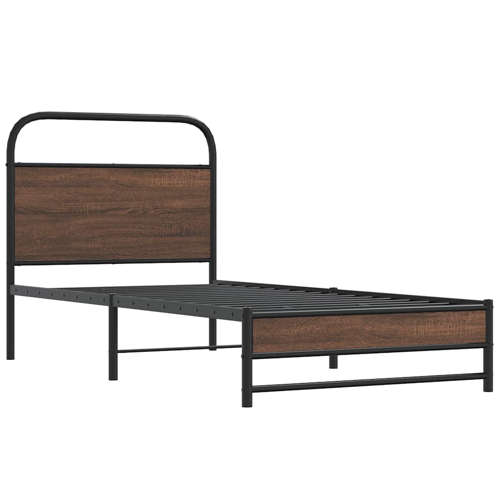 Cadre de lit sans matelas 90x190cm chêne marron bois ingénierie - XIOS