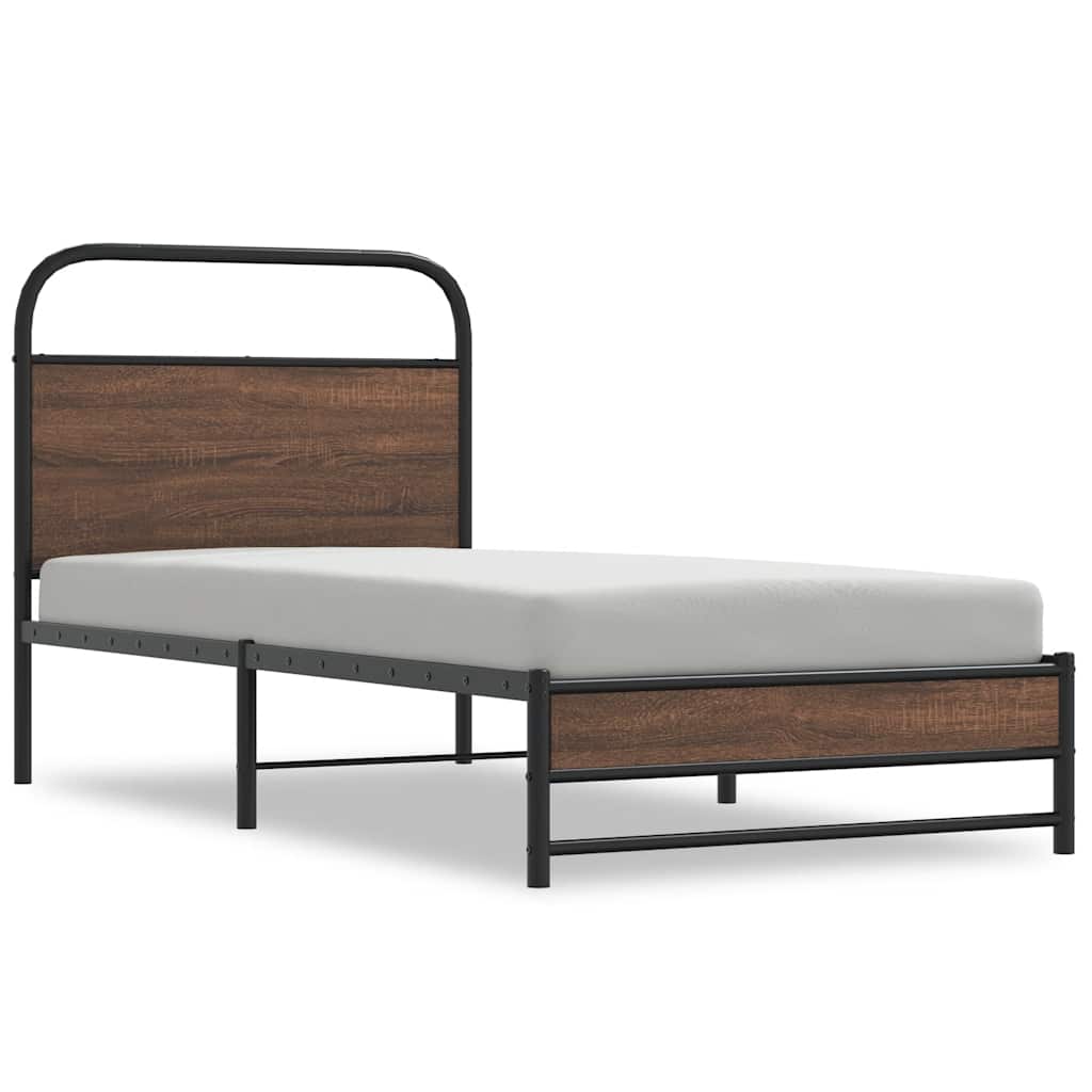 Cadre de lit sans matelas 90x200cm chêne marron bois ingénierie - XIOS