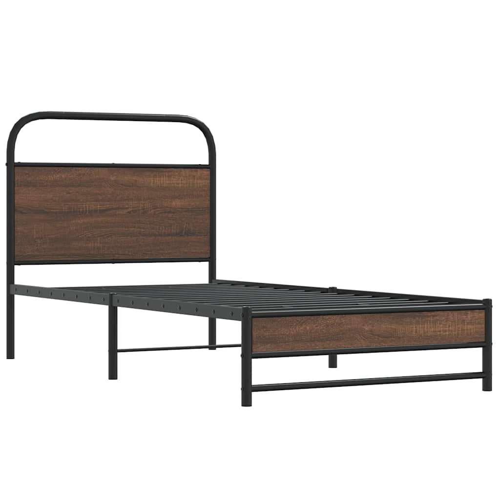 Cadre de lit sans matelas 90x200cm chêne marron bois ingénierie - XIOS