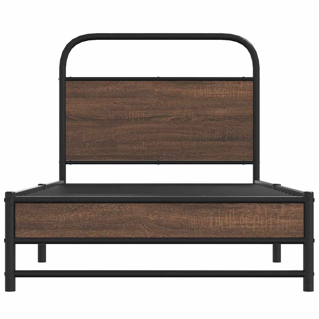 Cadre de lit sans matelas 90x200cm chêne marron bois ingénierie - XIOS