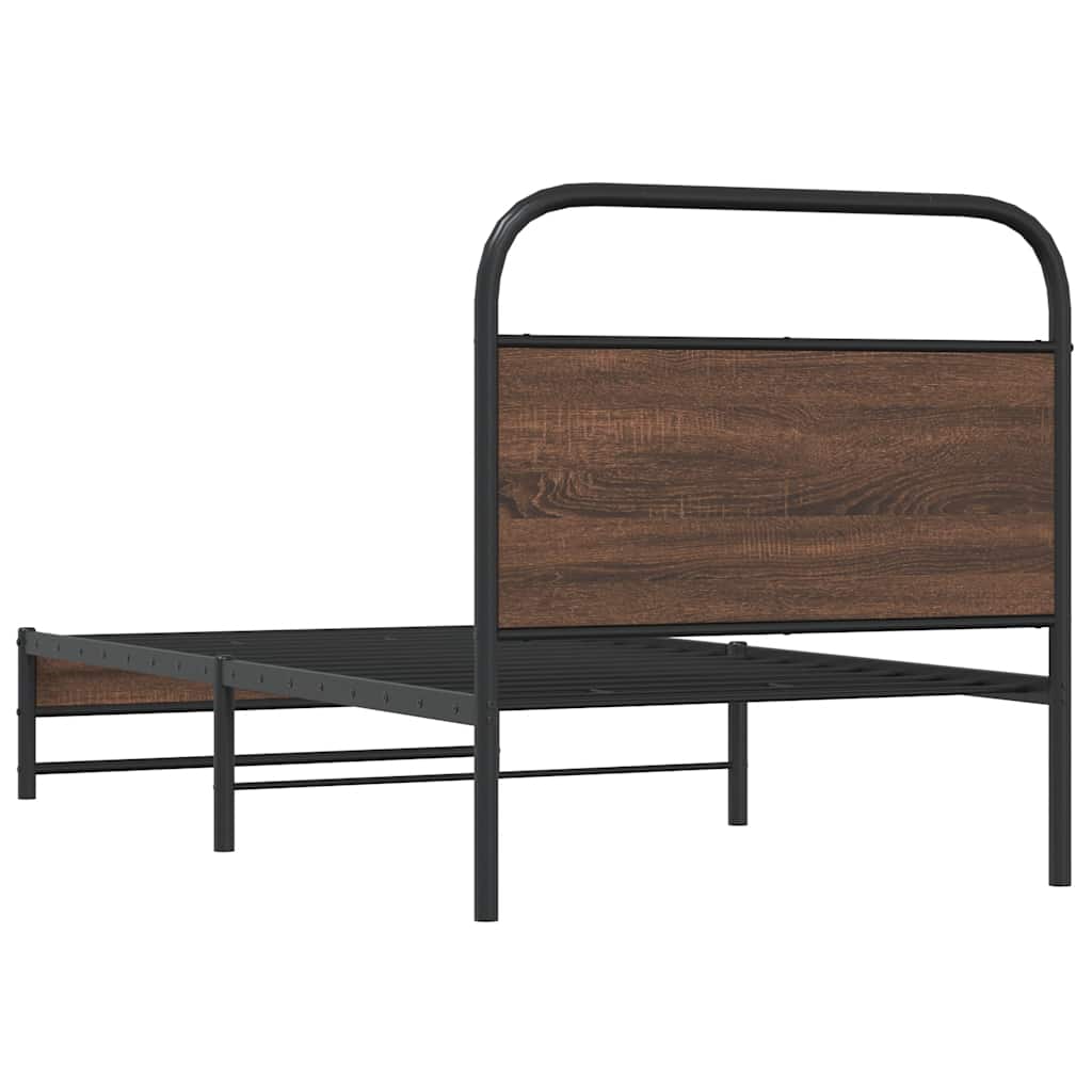 Cadre de lit sans matelas 90x200cm chêne marron bois ingénierie - XIOS