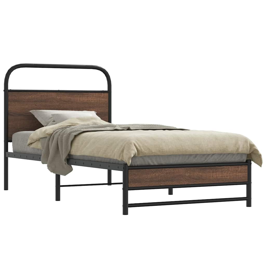 Cadre de lit sans matelas 90x200cm chêne marron bois ingénierie - XIOS