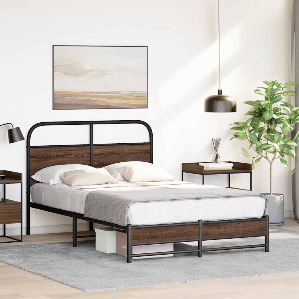 Cadre de lit sans matelas 140x190 cm chêne marron - XIOS
