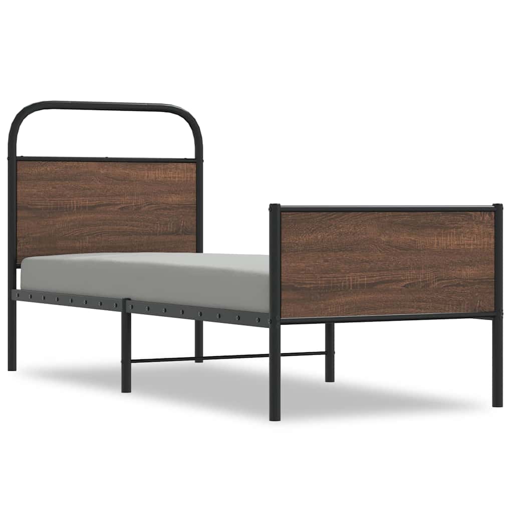 Cadre de lit sans matelas 75x190cm chêne marron bois ingénierie - XIOS