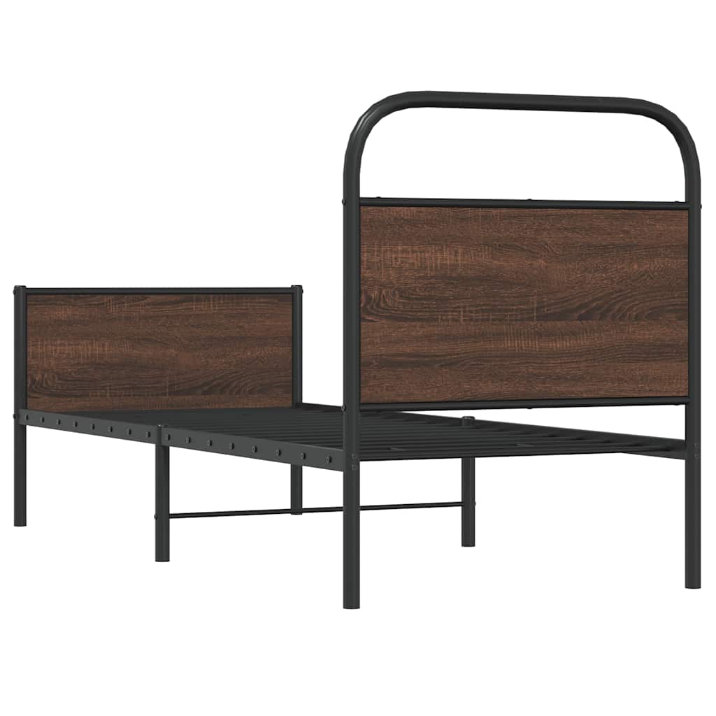 Cadre de lit sans matelas 75x190cm chêne marron bois ingénierie - XIOS