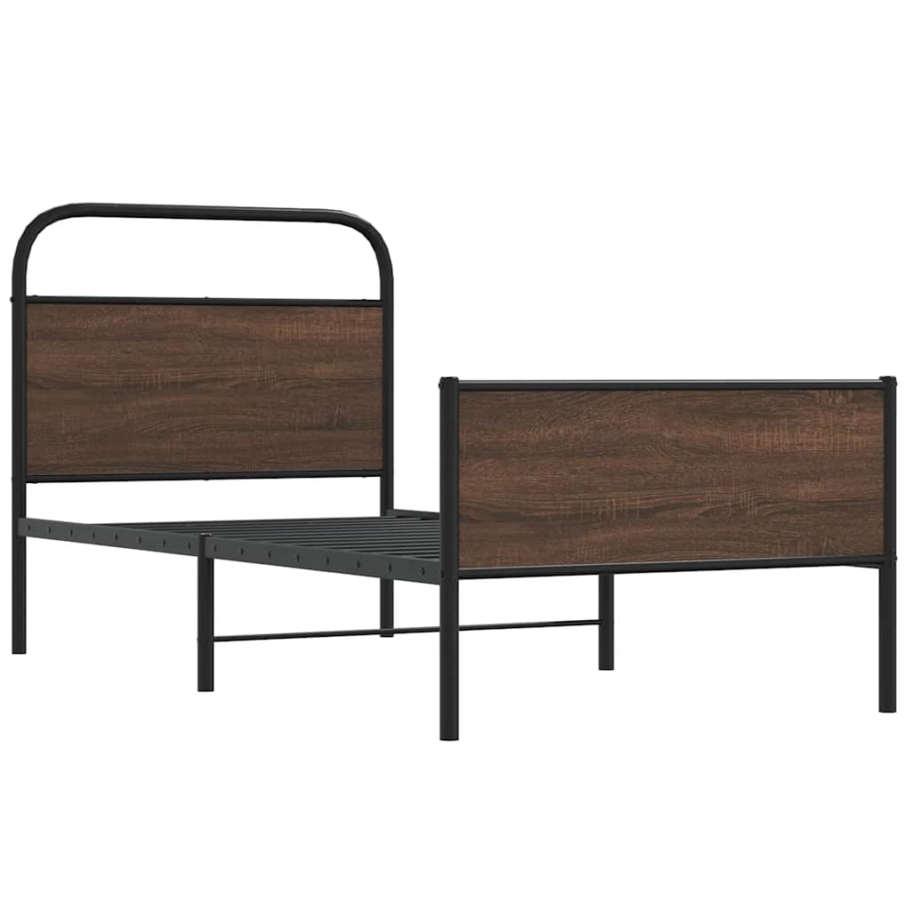 Cadre de lit sans matelas 90x190cm chêne marron bois ingénierie - XIOS