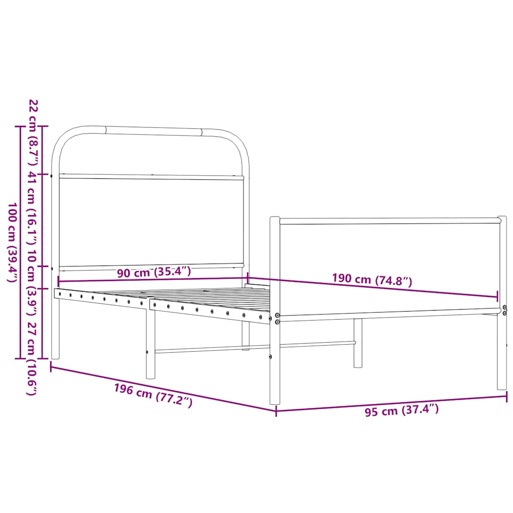 Cadre de lit sans matelas 90x190cm chêne marron bois ingénierie - XIOS