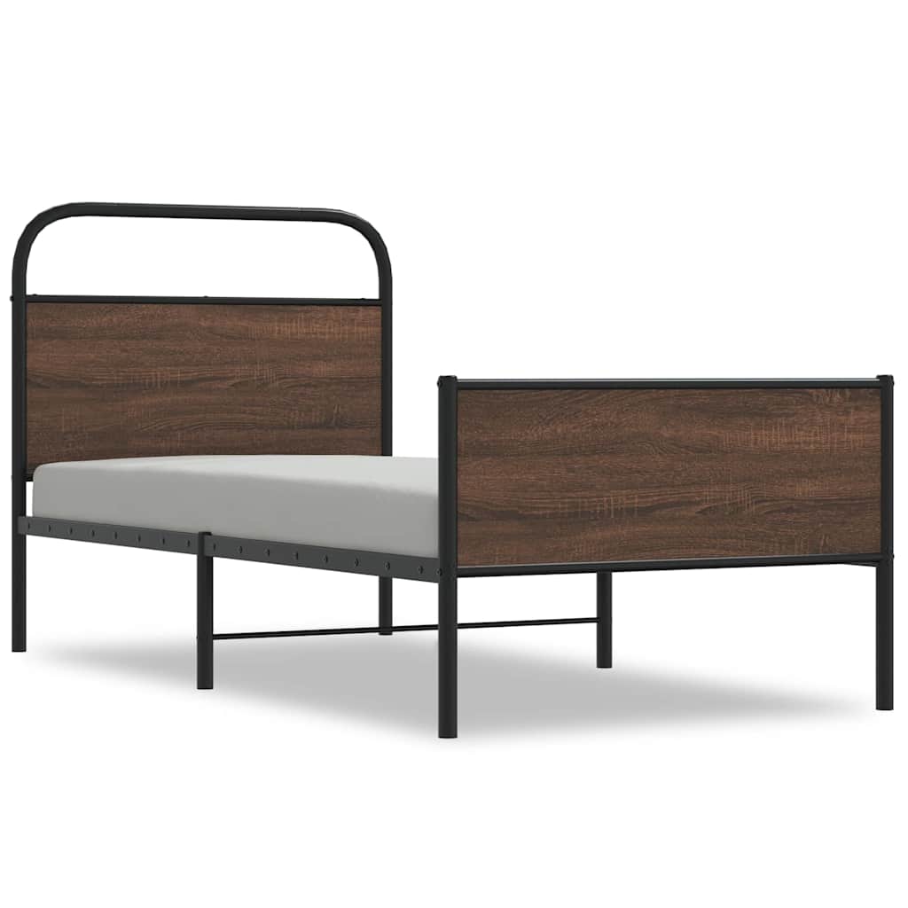 Cadre de lit sans matelas 90x200cm chêne marron bois ingénierie - XIOS