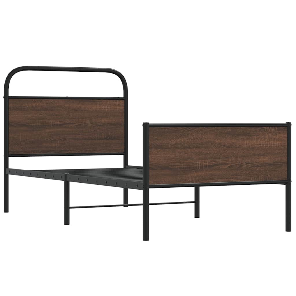 Cadre de lit sans matelas 90x200cm chêne marron bois ingénierie - XIOS