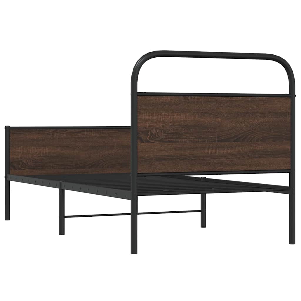 Cadre de lit sans matelas 90x200cm chêne marron bois ingénierie - XIOS