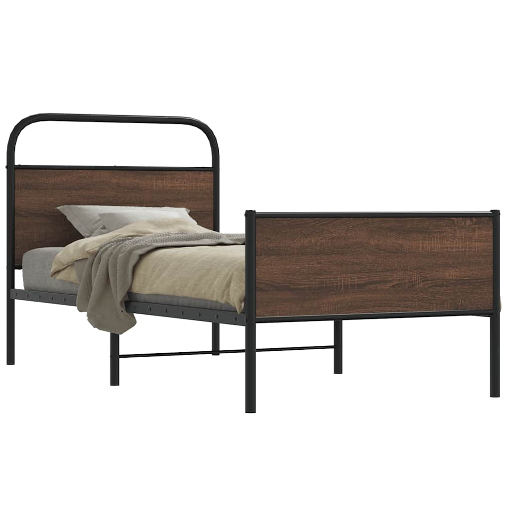 Cadre de lit sans matelas 90x200cm chêne marron bois ingénierie - XIOS
